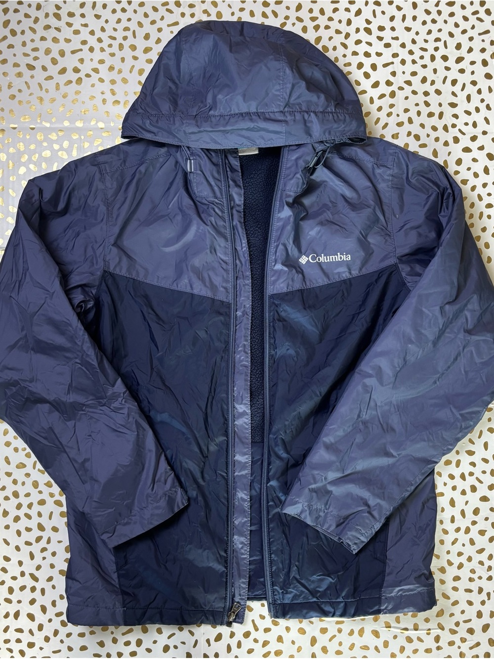Columbia Kids Navy and Dark Navy Hooded Raincoat